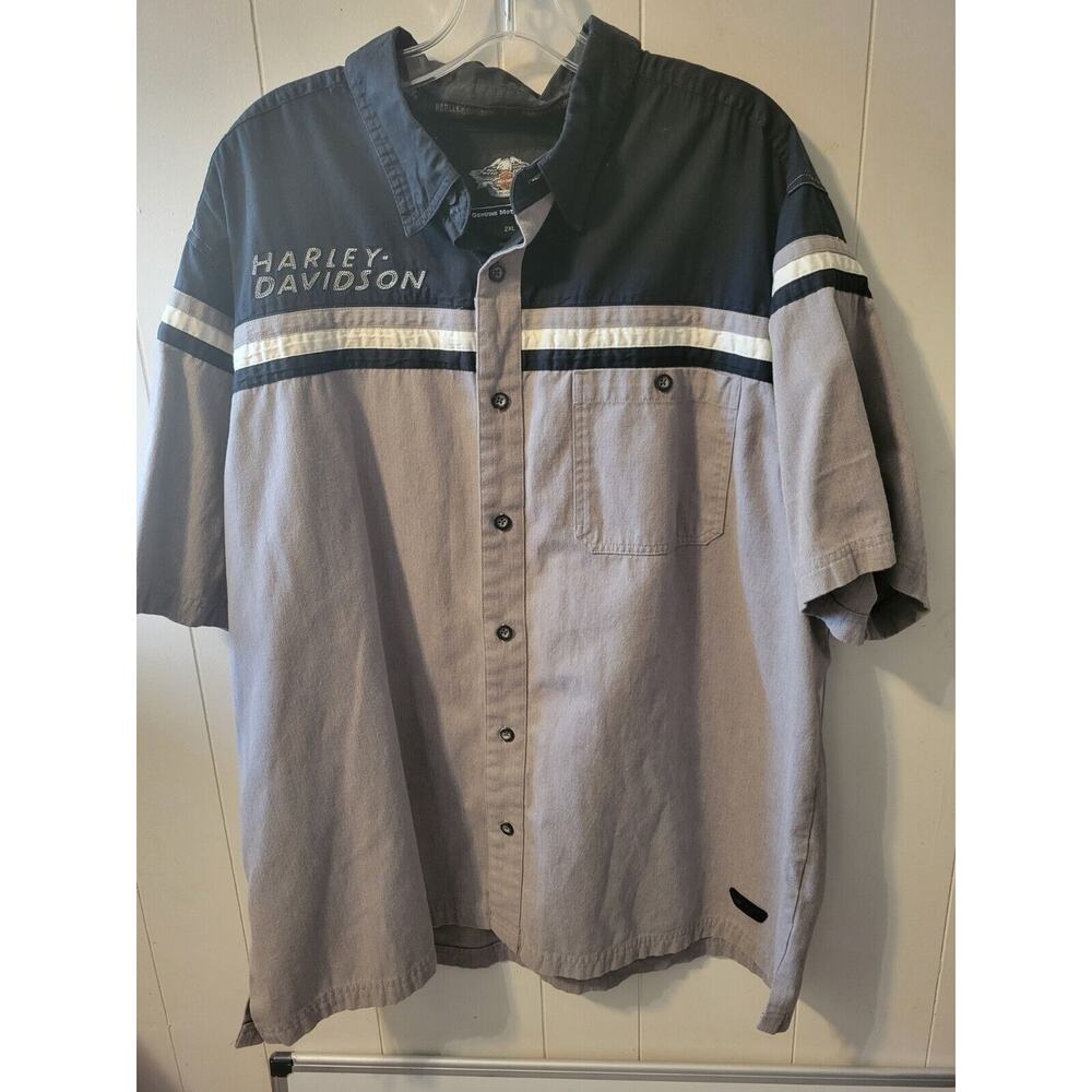 Men’s Harley Davidson Button Down Shirt Size XXL - Garage Shirt - Black / Gray